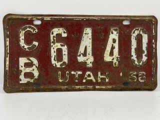 Old Rat Rod Barn Find Antique Automobile Vintage 1956 Utah License Plate Cb 6440