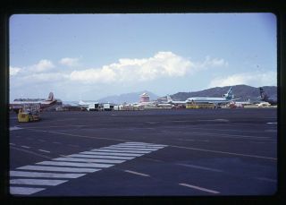 35 Mm Color Slide Photo,  Kai Tak Airport Scene - Planes On Tarmac Hong Kong 1973