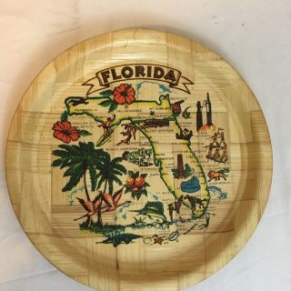 Vintage Late 60s Early 70s Bamboo Serving Tray Florida Pre Disney Post Kennedy