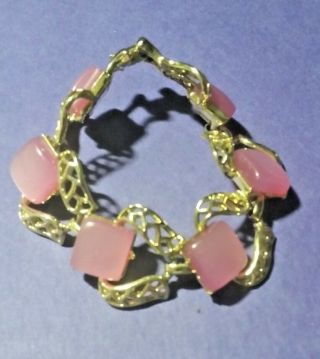 Vintage Signed Coro Pink Lucite Bracelet 3