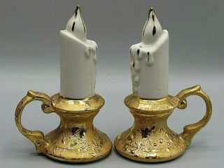 Vintage Dixon Art Studios 22 K Gold Painted Candle Salt And Pepper Shakers