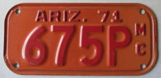 Arizona 1971 Motorcycle License Plate 675p