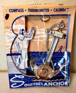 Vintage Bicentennial Philadelphia Anchor Thermometer Compass Calendar Souvenir