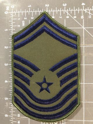 Vintage Us Air Force Chief Master Sergeant Rank Patch Insignia E - 9 E9 Green Usaf