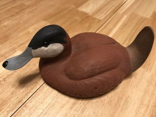 Vintage Wood Ruddy Duck Drake,  Hand Carved & Painted,  Artist Signed 1985