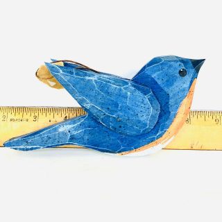 Vintage World Carvings Wood Blue Robin Bird Ornament 6.  5”