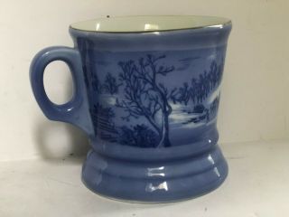 Vintage Blue And White Currier & Ives " A Home In The Wilderness " Shaving Mug