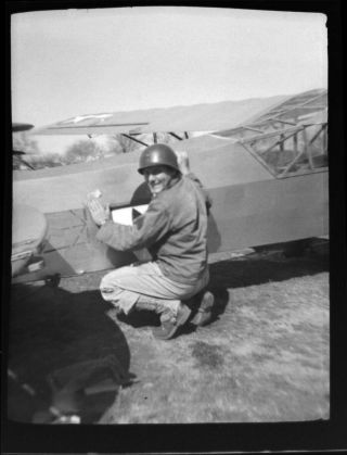 Vtg 1940 Ww2 - Era Photo Film Negative Military Aaf Aircraft Piper L - 4 Usaf 2.  3
