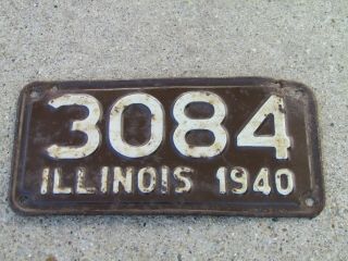 Illinois 1940 Motorcycle License Plate 3084 Paint Harley Indian