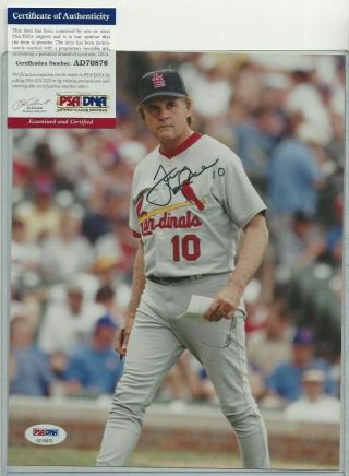 Tony Larussa Autographed St Louis Cardinals Baseball Hofer 8x10 Photo Psa