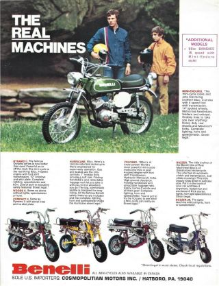 Vintage 1972 Benelli " The Real Machines " Model Range Sales Brochure Literature