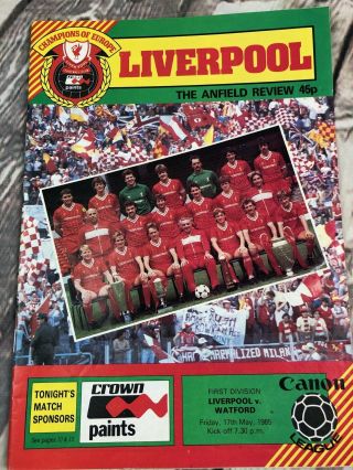 Liverpool Fc V Watford May 1985 Div 1 Vintage Football Program