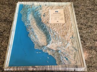 1968 Kistler Graphics California Relief Map 3d From San Diego Federal Savings