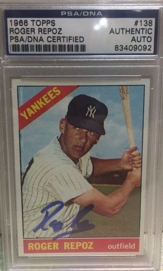 York Yankees Signed Roger Repoz 138 - 1966 Topps - Authenticated
