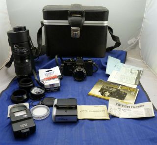 Vintage Yashica Fr I Camera With Flash/case/zoom Lens/book/ C 58