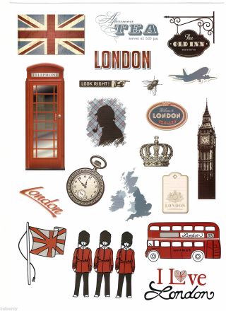 Waterproof Laptop London Vintage Style Travel Wall Luggage Stickers Car England