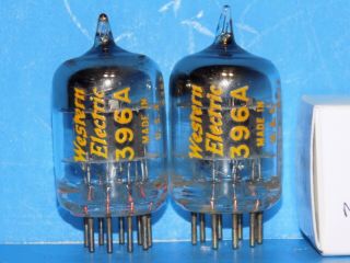 MATCHED PAIR WESTERN ELECTRIC 396A BLACK PLATE D GETTER TUBES DATED 1963 3