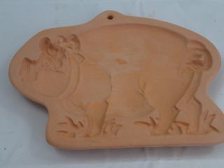 Vintage Cotton Press Country Pig Clay Terra Cotta Cookie Baking Mold Press 1992