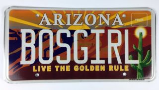 Arizona Specialty License Plate Live The Golden Rule Vanity Personalized Bosgirl