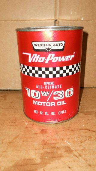 Vintage Western Auto Vita Power Motor Oil Quart Oil Can Graphics