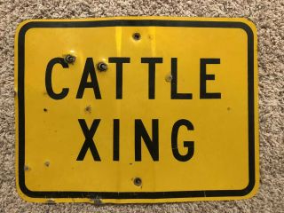 Vintage Cattle Crossing Metal Road Sign - Farm - Ranch - Cow - Open Range