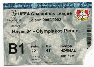 Ticket Ec Bayer Leverkusen - Olympiakos Piräus 2002 - 03