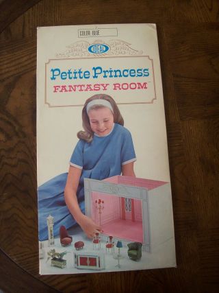 1964 Vintage Ideal Petite Princess Fantasy Furniture Cardboard Room - Blue