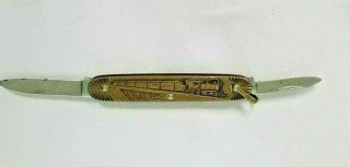 VINTAGE POCKET KNIFE USA IMPERIAL STAINLESS w/CROWN EMBOSSED w/RAILROAD TRAIN 3