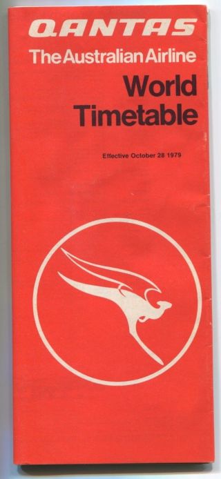 Qantas Timetable October 1979 Route Map Qf