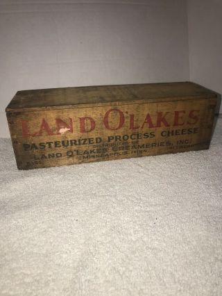 Land O Lakes Pasteurized Process Cheese 5 Wooden Box Minneapolis Mn - Vintage
