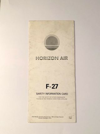 Safety Card Horizon Air Fokker 27