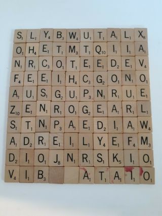 100 Vintage Scrabble Crossword Game Tiles Some Have Red On Them