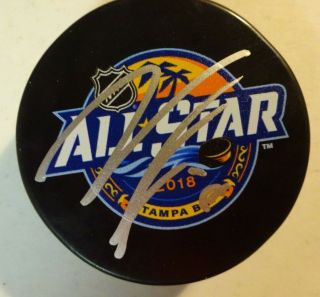 Autographed Noah Hanifin Signed 2018 Nhl All Star Game Puck Carolina Hurricanes