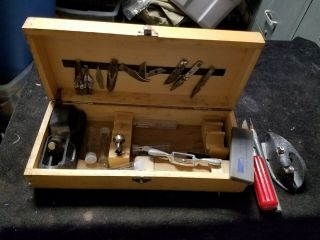 Vintage X - Acto Multi - Tool Hobby Tool Knife Kit W/ Dovetailed Wooden Case