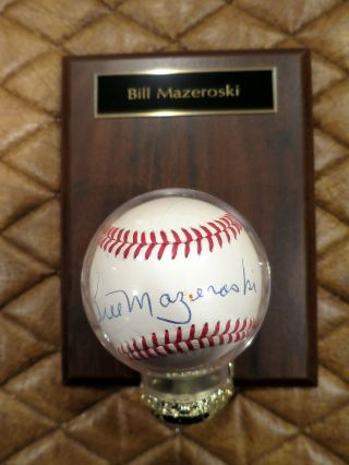 Bill Mazeroski Autographed Signed Nl Baseball Pittsburgh Pirates Wall Plaque