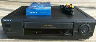 Sony Vcr Slv - 678hf Video Cassette Recorder Hi - Fi Vhs Player Rca Cables And Tape