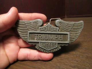 Vintage - Belt Buckle - Triumph - Motorcycle - Pewter - Triumph Emblem