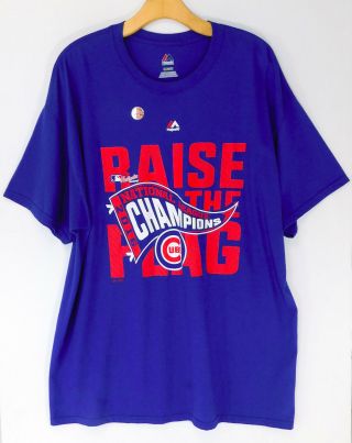 Chicago Cubs 2016 National League Champions Shirt Blue T - Shirt Tee Majestic Xl