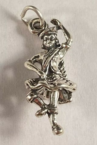 Vintage 3d Scottish Dancer Solid Sterling Silver Charm For Charm Bracelet
