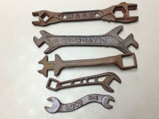 5 Vintage Old Farm Barn Tractor Implement Wrenches Tools Wood Bailor Plow Co