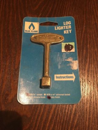 Vintage Blue Flame Log Lighter Key - In Package