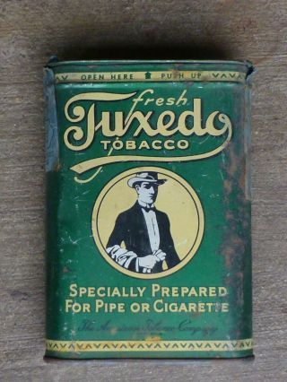 Vintage Tuxedo Tobacco Tin Flip Top Lid