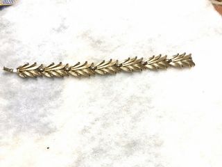 Vintage Crown Trifari Brushed Gold Tone Leaf Bracelet