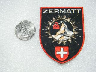 Rare Vintage Zermatt Patch Switzerland Matterhorn Swiss Ski Black Badge