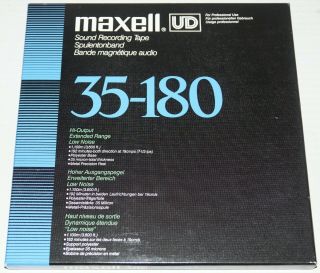 Vintage Maxell Ud 35 - 180 Sound Recording Tape 10.  5 " X 1/4 X 3600 Ft.  Metal Reel