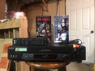 Sony 4 - Head Hifi Stereo Vcr Vhs Player Slv - N71 W/ Remote,  Cables 2 Movies