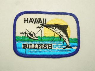 Vintage Hawaii Billfish Fishing Travel Souvenir Embroidered Iron On Patch