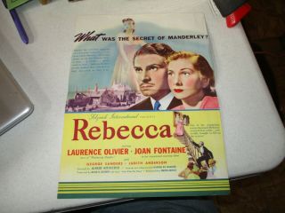 Vintage Anamosa Iowa Niles Theater Movie Flyer Rebecca Laurence Olivier
