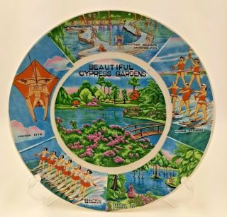 Vintage Cypress Gardens Souvenir Florida Plate Aquamaids Esther Williams Pool