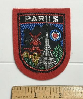 Moulin Rouge Cabaret House Paris France Eiffel Tower Souvenir Woven Patch Badge